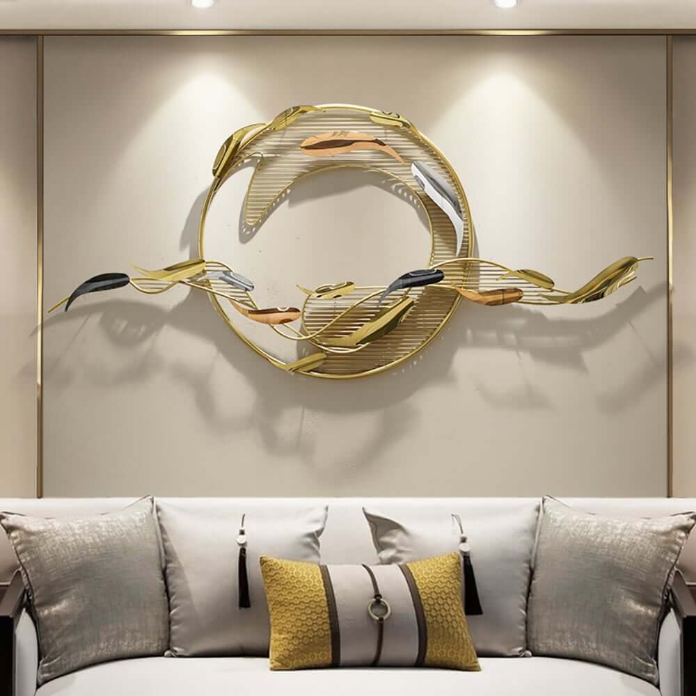 Modern Metal Wall Art Sculpture in Gold with Novelty Floral Design Main Product Image