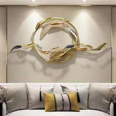 Modern Metal Wall Art Sculpture in Gold with Novelty Floral Design Main Product Image