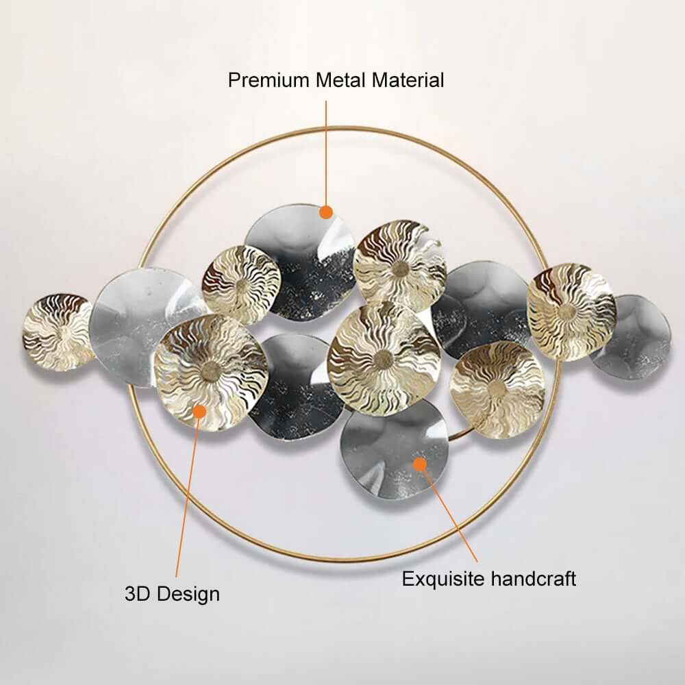 Modern Metal Wall Art with Abstract Circular Design