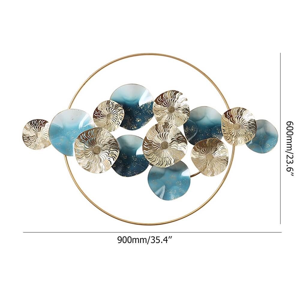 Modern Metal Wall Art with Abstract Circular Design Dimensions