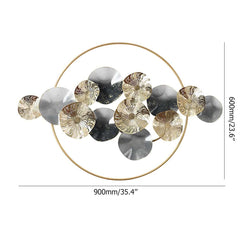 Modern Metal Wall Art with Abstract Circular Design Dimensions
