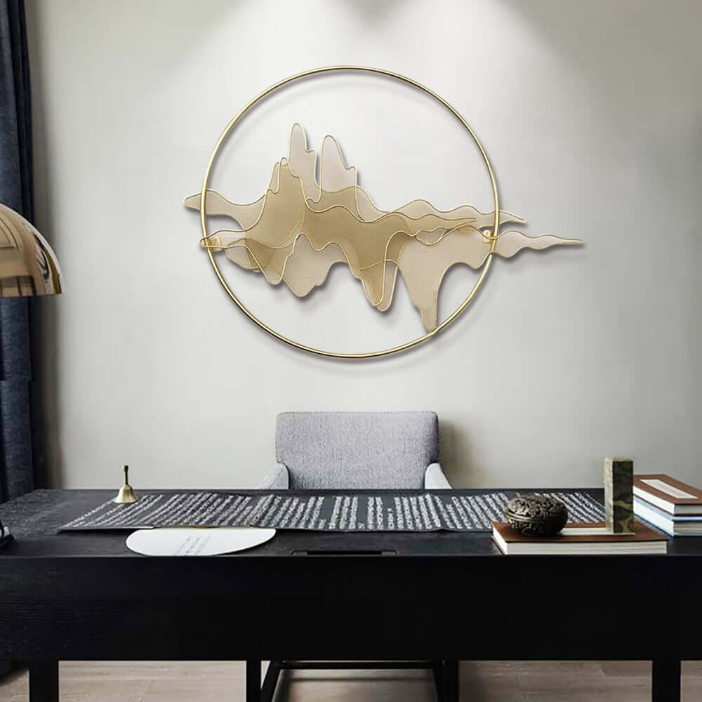 Modern Metal Wall Art with Floral & Plant Motif in Gold Finish