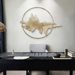 Modern Metal Wall Art with Floral & Plant Motif in Gold Finish