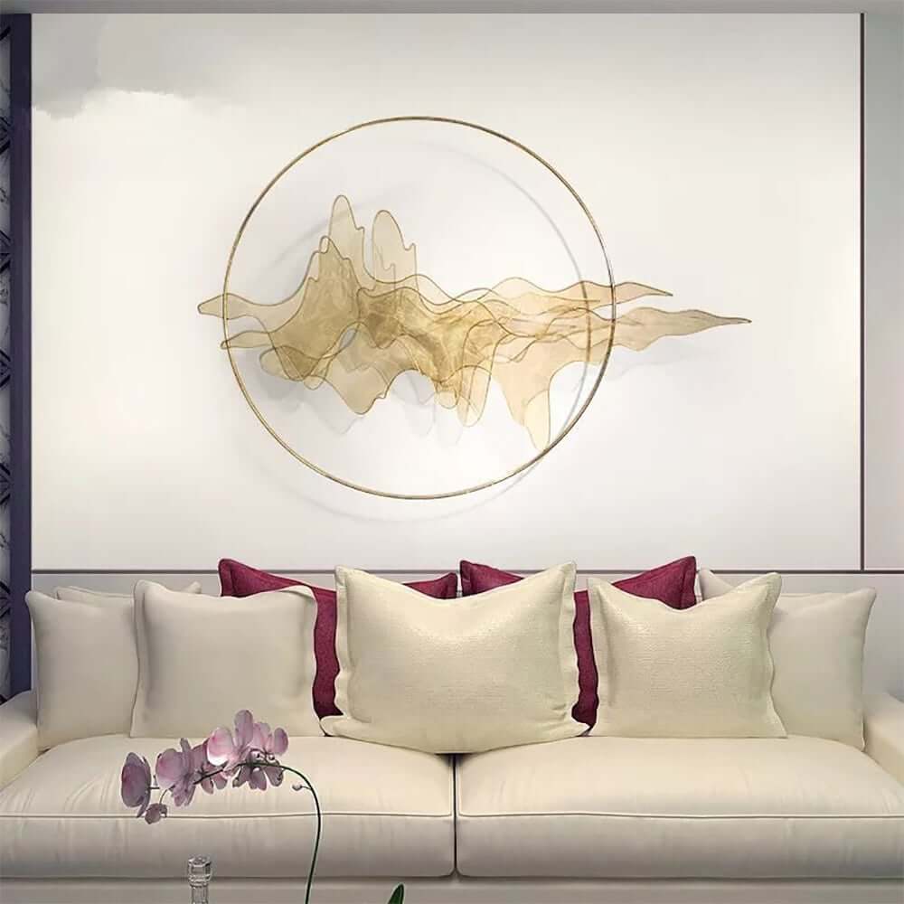 Modern Metal Wall Art with Floral & Plant Motif in Gold Finish Main Product Image