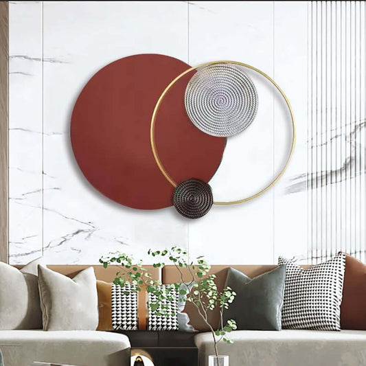 Modern Metal Wall Art with Geometric Circle Design Main Product Image