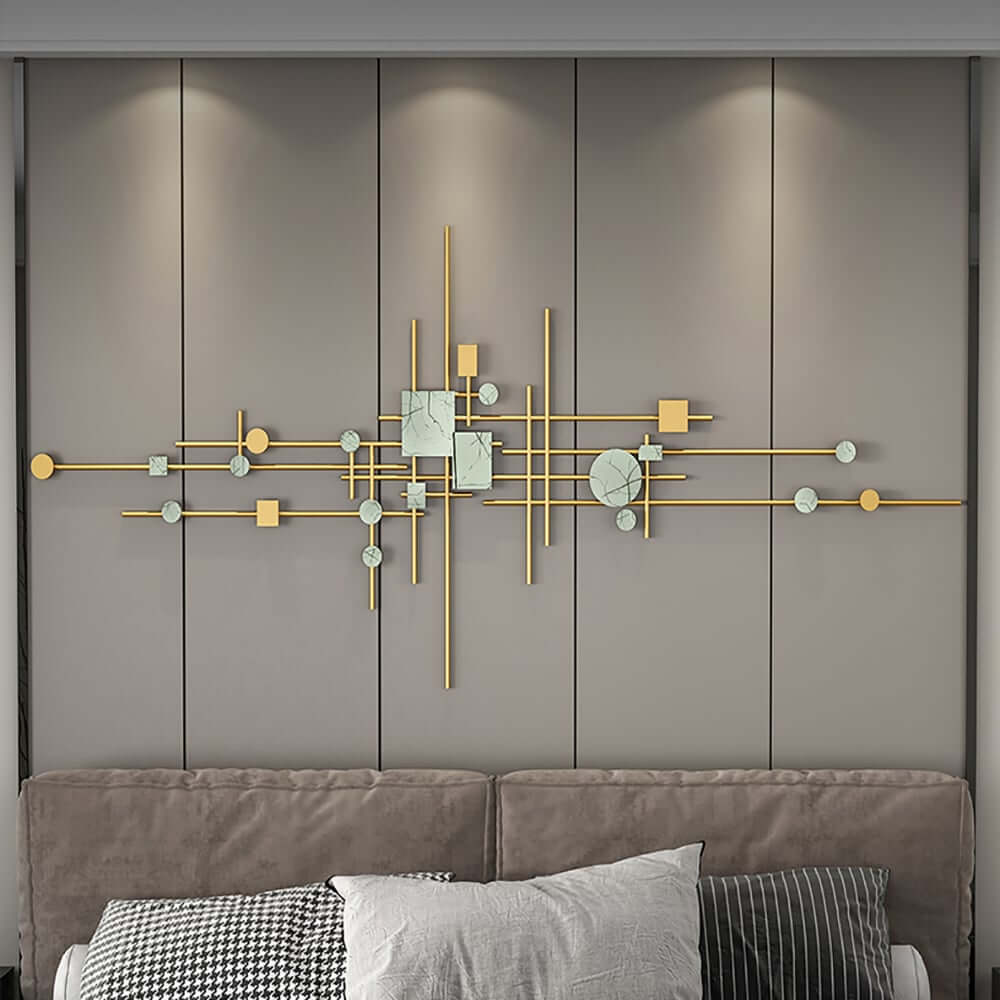 Modern Metal Wall Art with Geometric Design and Gold Finish