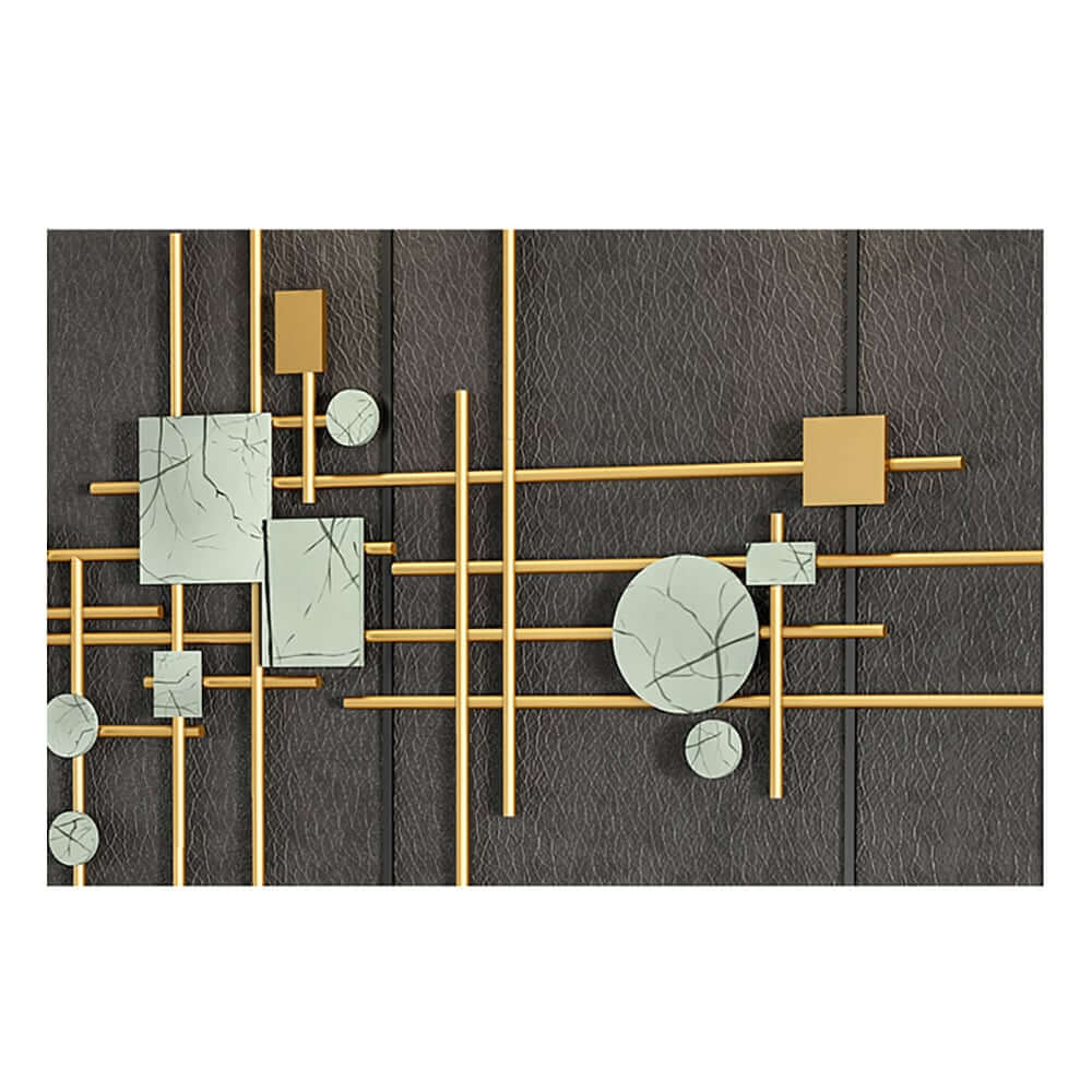 Modern Metal Wall Art with Geometric Design and Gold Finish