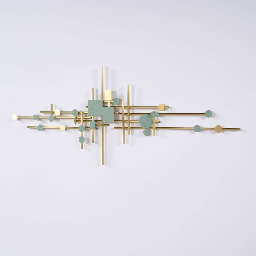 Modern Metal Wall Art with Geometric Design and Gold Finish