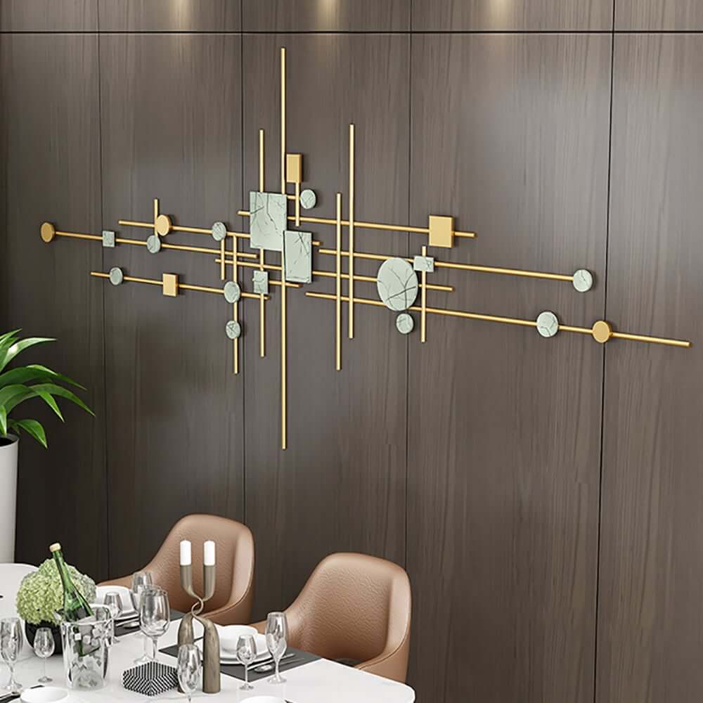 Modern Metal Wall Art with Geometric Design and Gold Finish