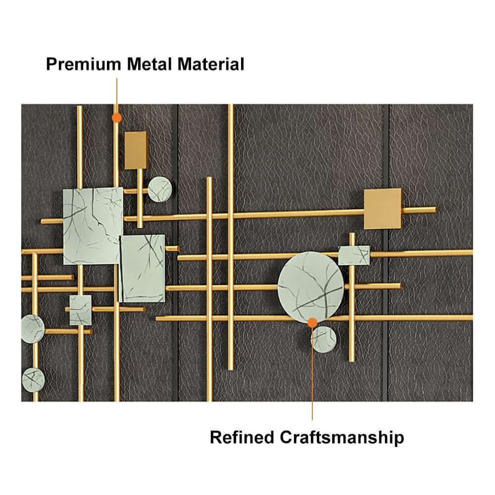 Modern Metal Wall Art with Geometric Design and Gold Finish