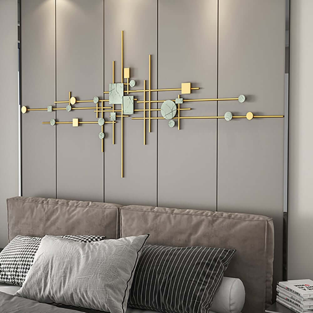Modern Metal Wall Art with Geometric Design and Gold Finish Main Product Image