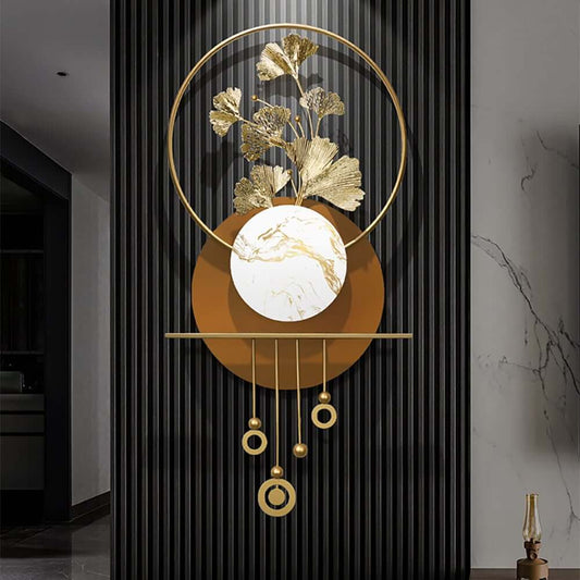 Modern Metal Wall Art with Geometric Design and Gold Leaf Accents
