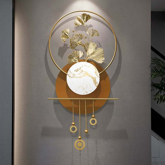 Modern Metal Wall Art with Geometric Design and Gold Leaf Accents Main Product Image