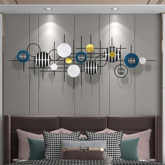 Modern Metal Wall Art with Geometric Design in Gold and Black