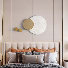 Modern Metal Wall Art with Geometric Design in White and Gold
