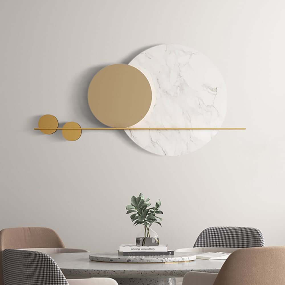 Modern Metal Wall Art with Geometric Design in White and Gold