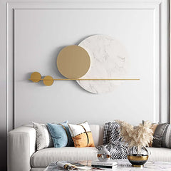 Modern Metal Wall Art with Geometric Design in White and Gold Main Product Image