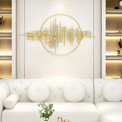 Modern Metal Wall Art with Geometric Pattern in Gold Finish