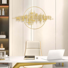 Modern Metal Wall Art with Geometric Pattern in Gold Finish