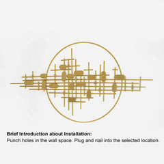 Modern Metal Wall Art with Geometric Pattern in Gold Finish