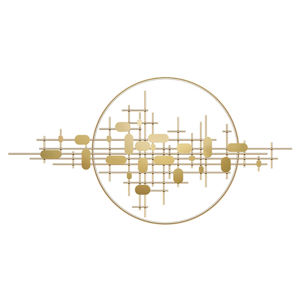 Modern Metal Wall Art with Geometric Pattern in Gold Finish