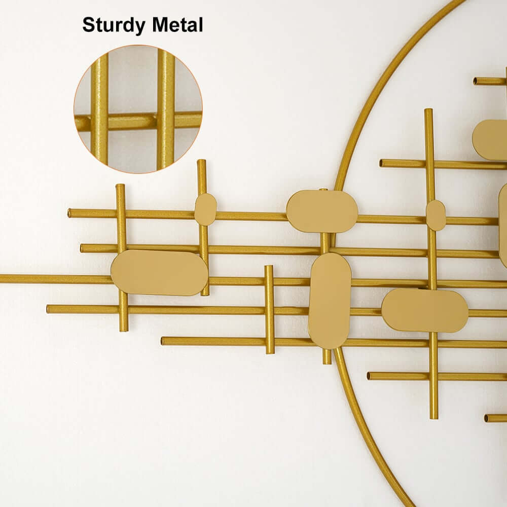 Modern Metal Wall Art with Geometric Pattern in Gold Finish