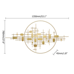 Modern Metal Wall Art with Geometric Pattern in Gold Finish Dimensions