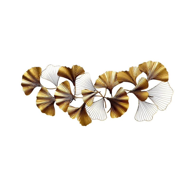 Modern Metal Wall Art with Gold Ginkgo Leaf Design