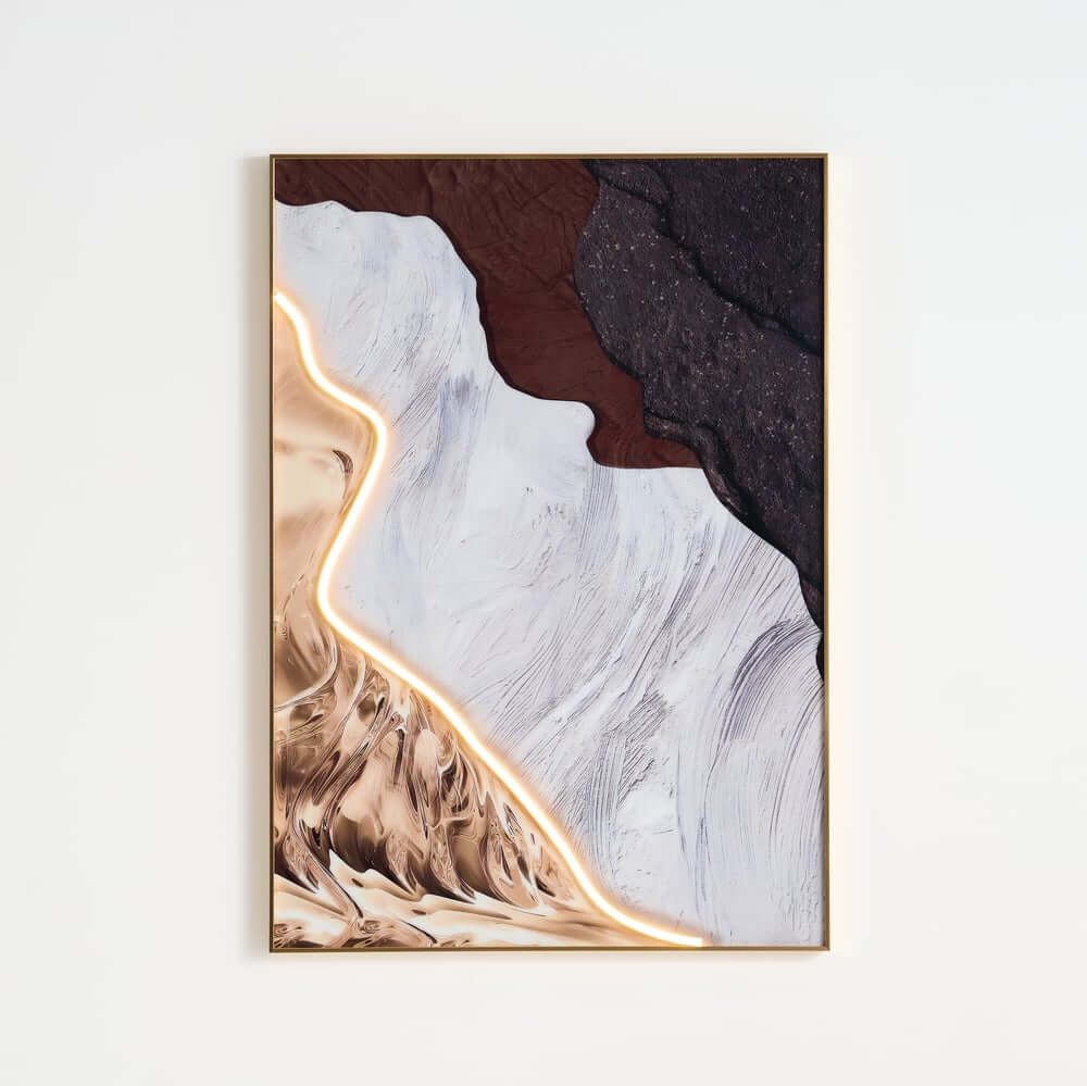 Modern Metal Wall Art with LED Lighting and Abstract Nature Design