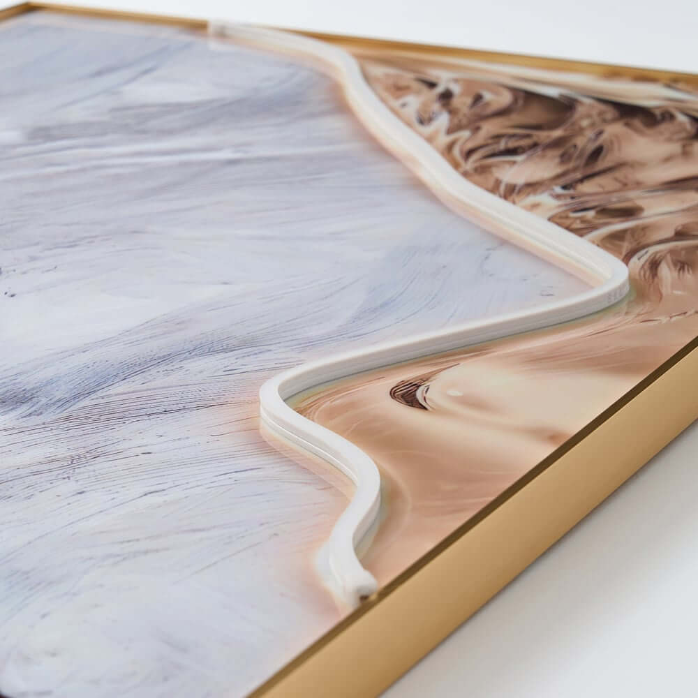 Modern Metal Wall Art with LED Lighting and Abstract Nature Design