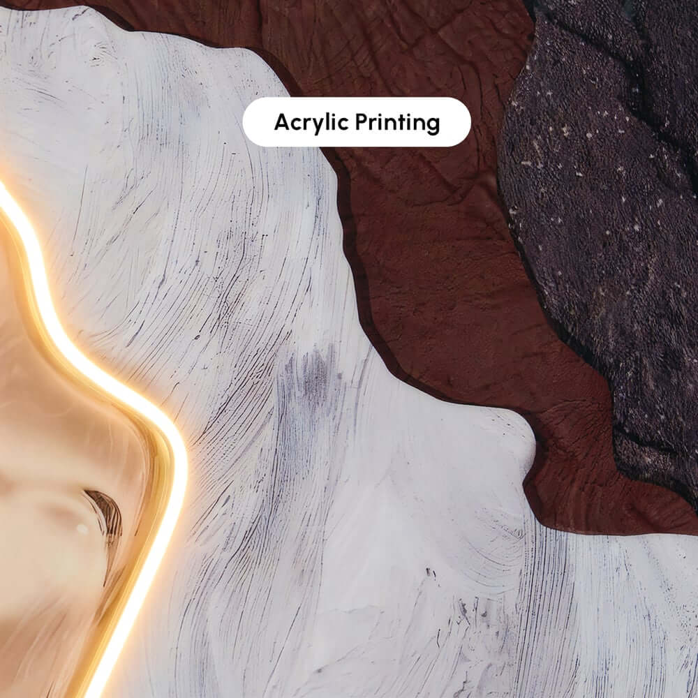 Modern Metal Wall Art with LED Lighting and Abstract Nature Design