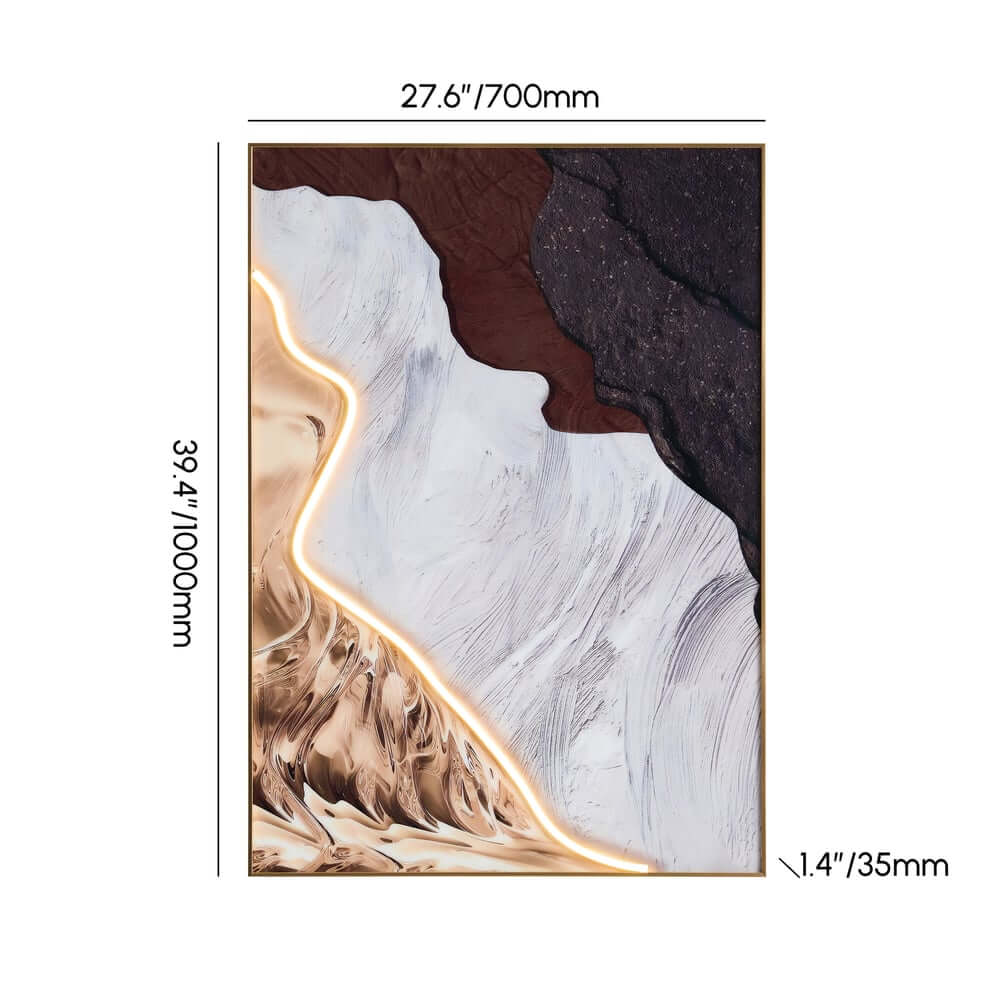 Modern Metal Wall Art with LED Lighting and Abstract Nature Design Dimensions