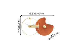 Modern Metal Wall Clock in Orange with Round Design Dimensions