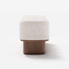 Modern Modular Boucle Bedroom Bench with Walnut Legs