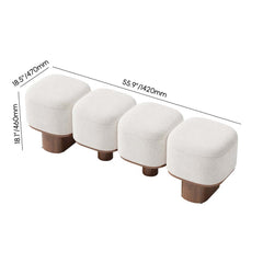 Modern Modular Boucle Bedroom Bench with Walnut Legs Dimensions