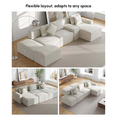 Modern Modular Sectional Sofa With Cotton-Linen Upholstery