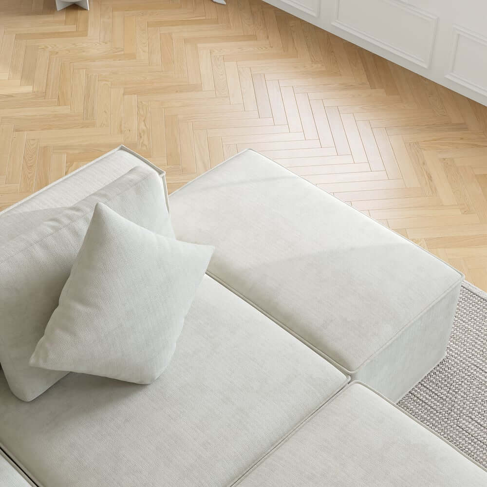 Modern Modular Sectional Sofa With Cotton-Linen Upholstery