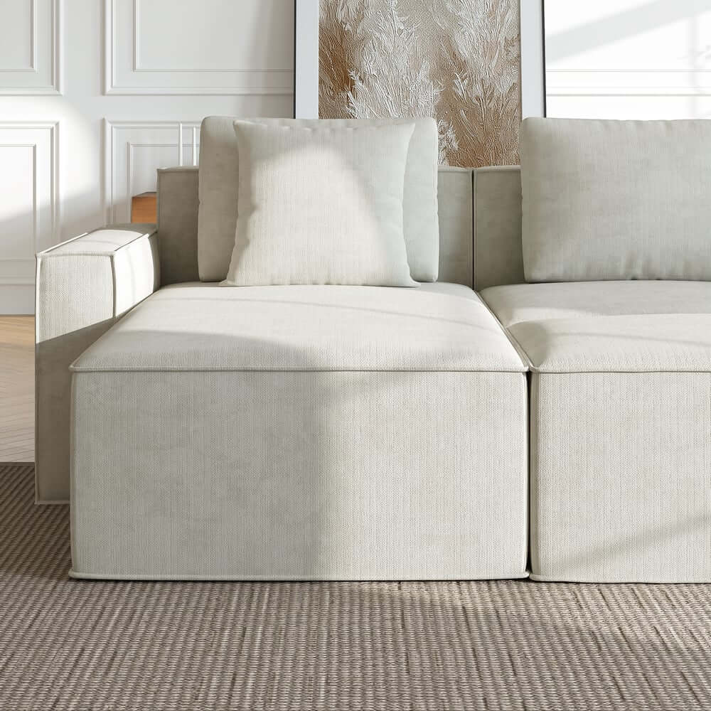 Modern Modular Sectional Sofa With Cotton-Linen Upholstery