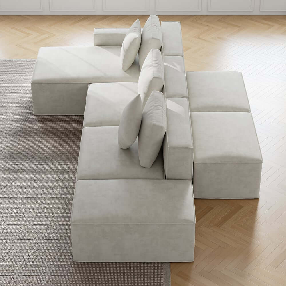 Modern Modular Sectional Sofa With Cotton-Linen Upholstery