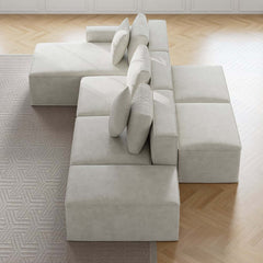 Modern Modular Sectional Sofa With Cotton-Linen Upholstery