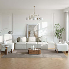 Modern Modular Sectional Sofa With Cotton-Linen Upholstery