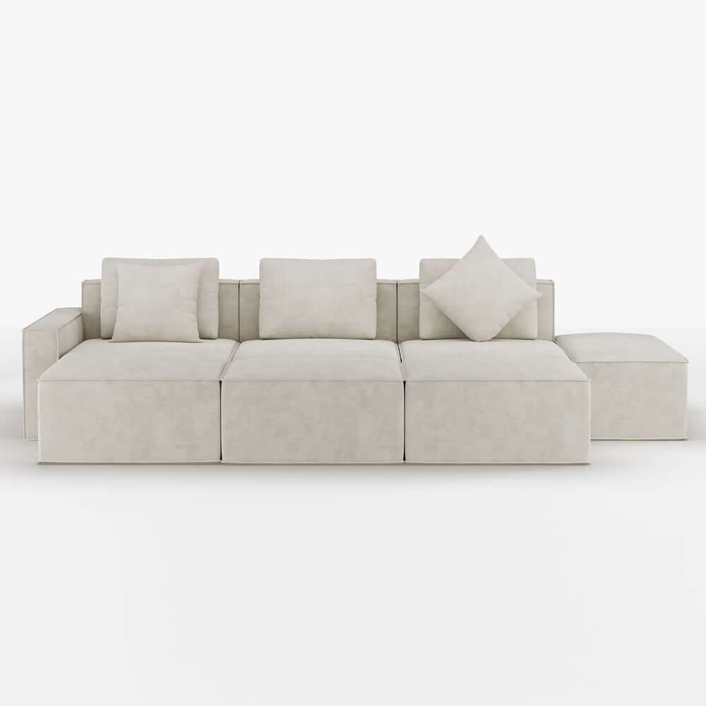 Modern Modular Sectional Sofa With Cotton-Linen Upholstery