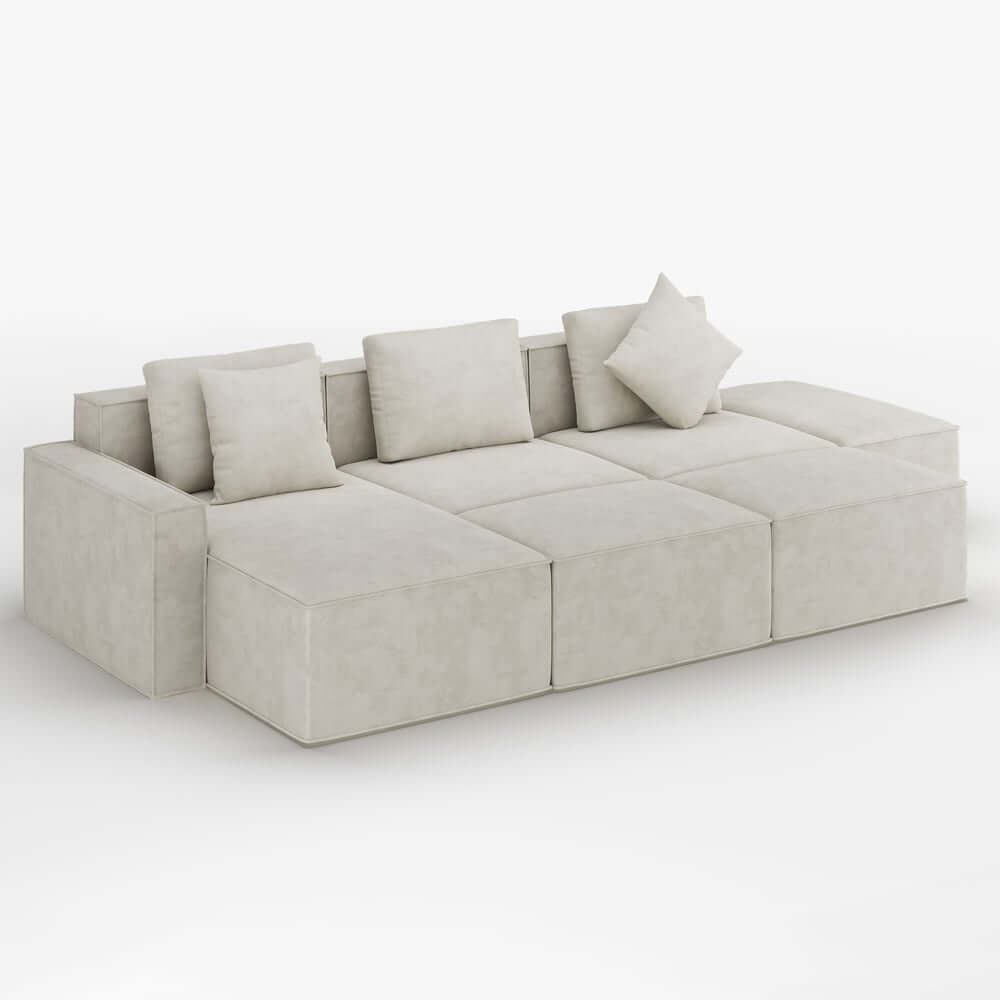 Modern Modular Sectional Sofa With Cotton-Linen Upholstery