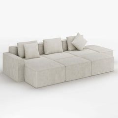 Modern Modular Sectional Sofa With Cotton-Linen Upholstery