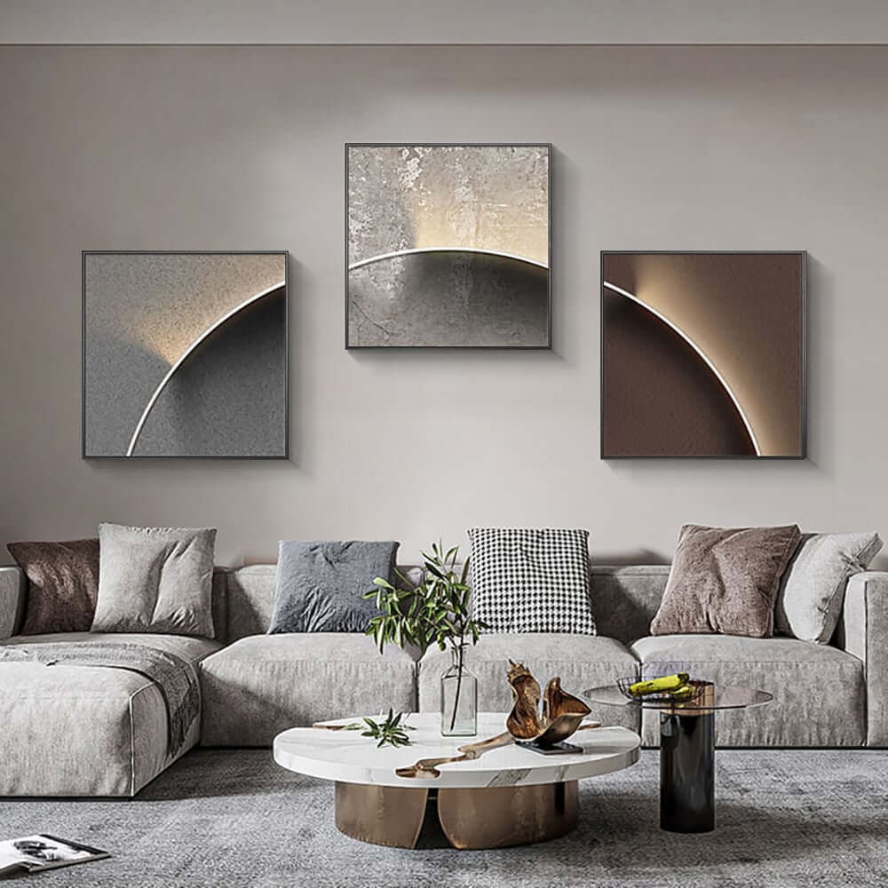 Modern Multi-Color Geometric Wall Art Set in Aluminium Frame