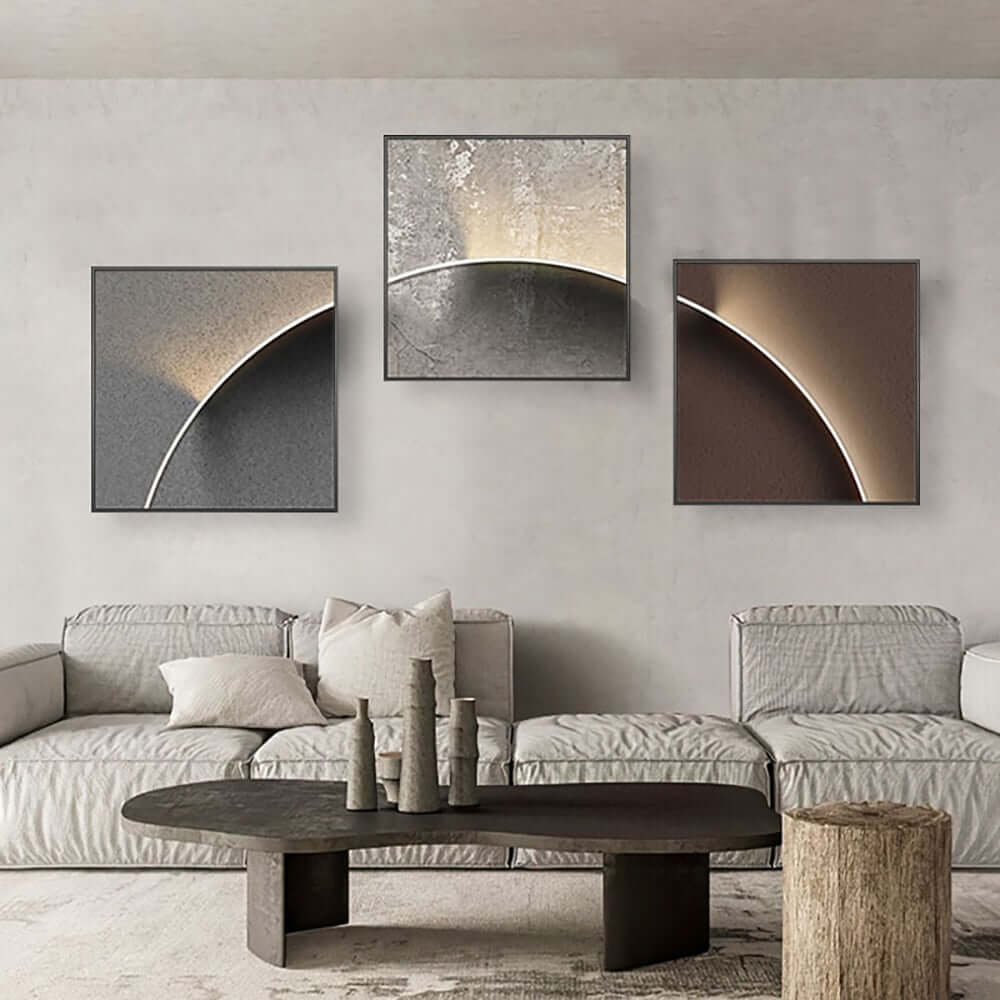 Modern Multi-Color Geometric Wall Art Set in Aluminium Frame