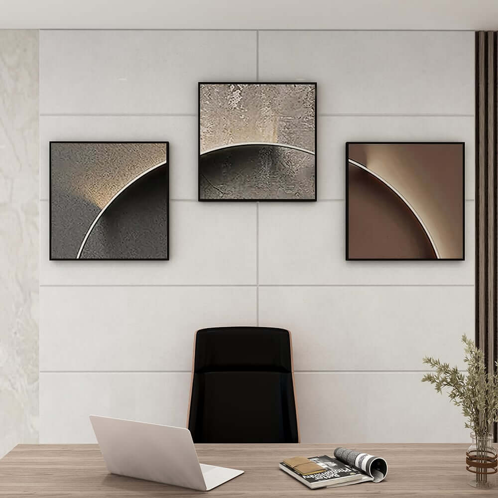 Modern Multi-Color Geometric Wall Art Set in Aluminium Frame