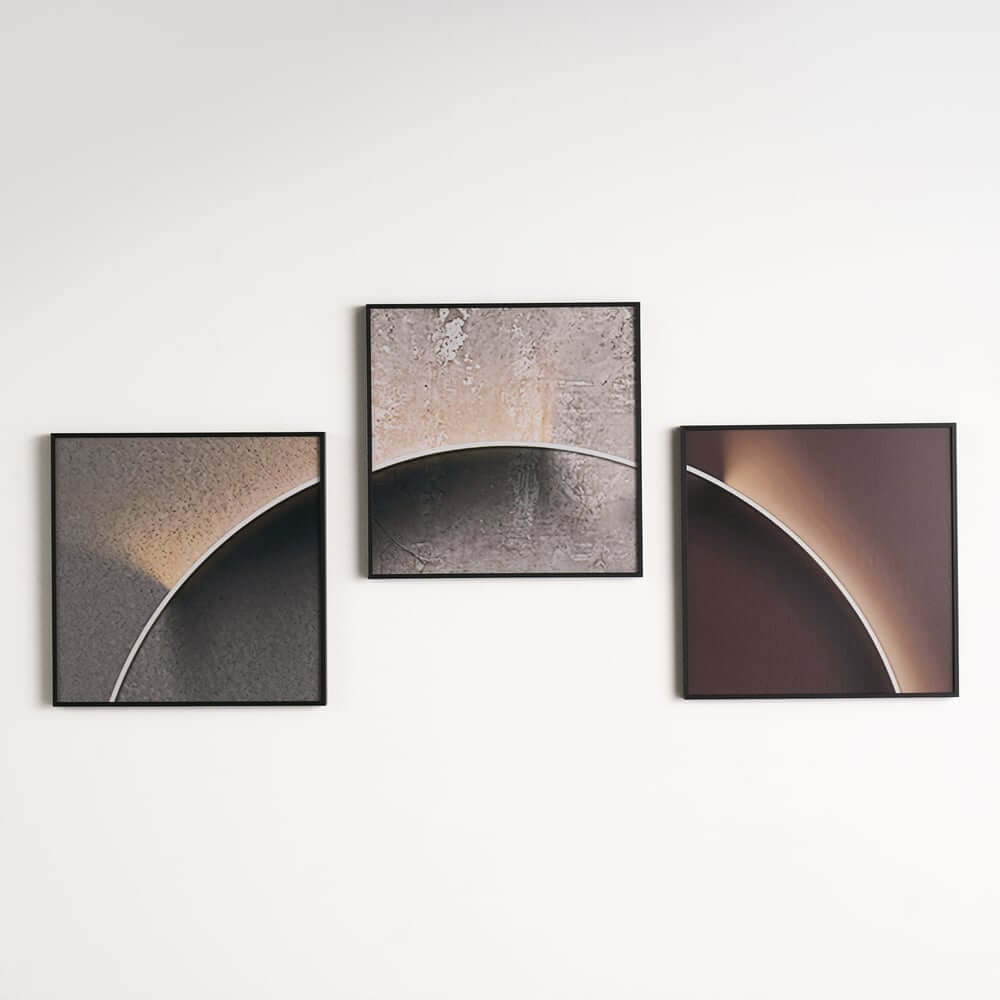 Modern Multi-Color Geometric Wall Art Set in Aluminium Frame
