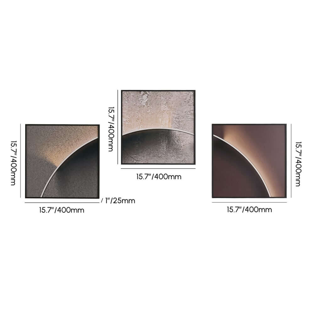 Modern Multi-Color Geometric Wall Art Set in Aluminium Frame Dimensions