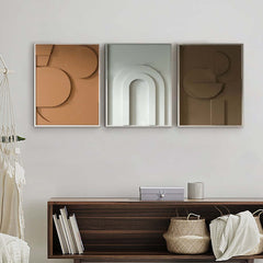 Modern Multi-Color Geometric Wall Art Set with Aluminum Frame